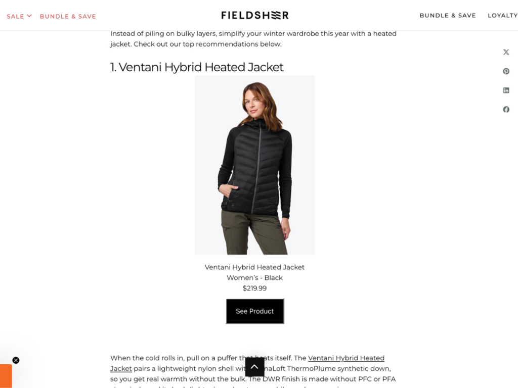 fieldsheer product card in blog