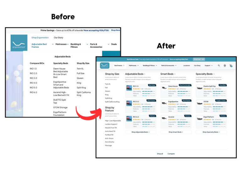 before and after navigation redesign