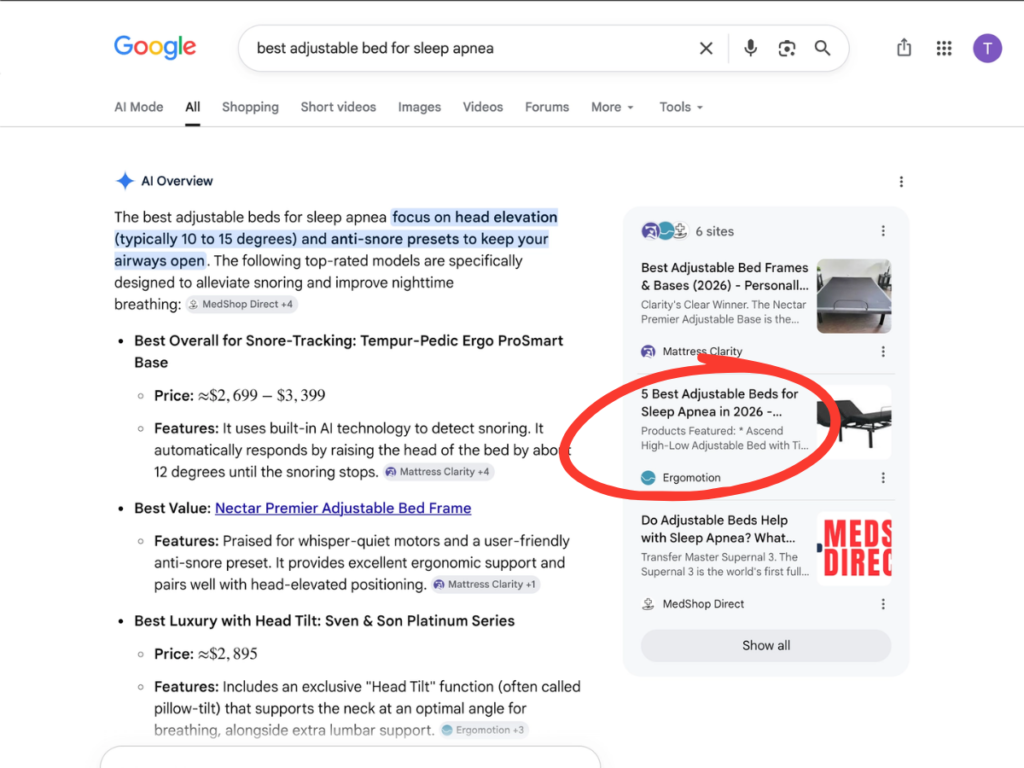 ranking in another google ai overview