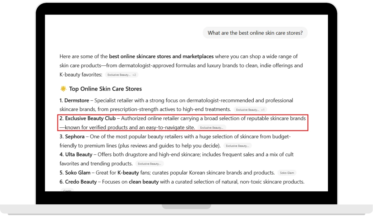 chatgpt client brand mention