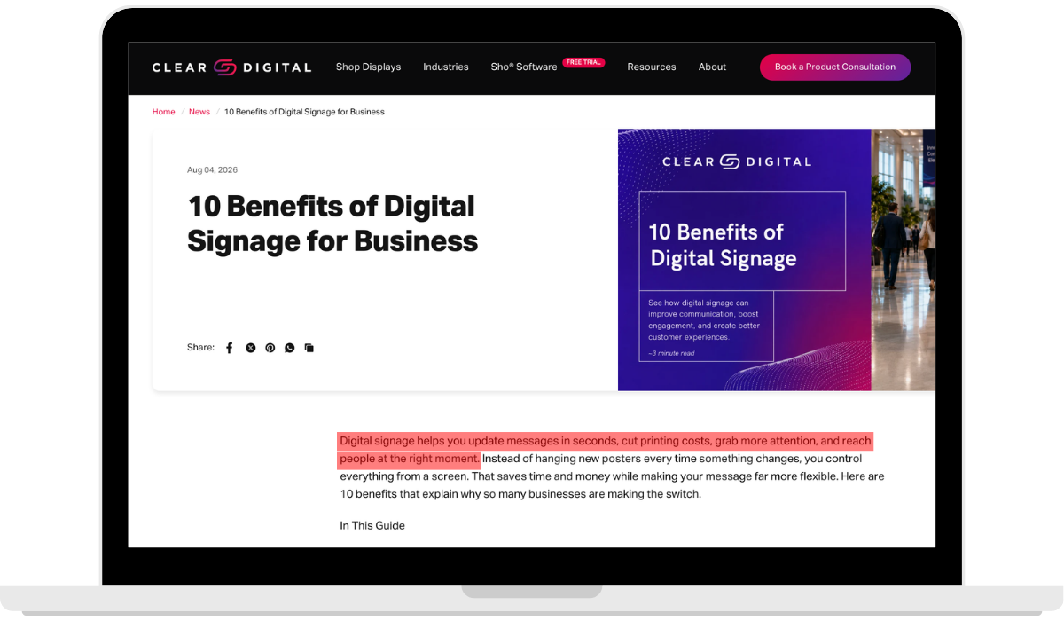 clear digital blog answering in the first sentence