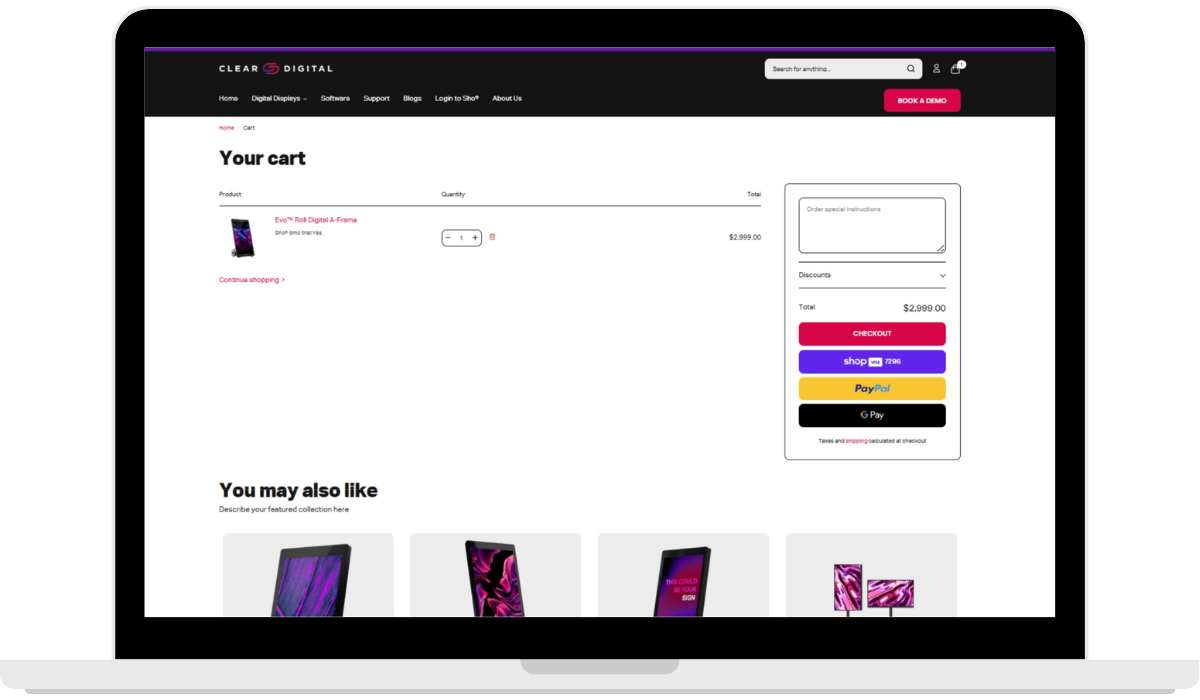 clear digital cart before cro